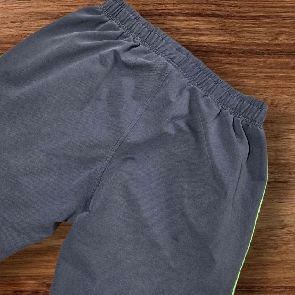 Adidas Charcoal Joggers Sweatpants with Neon Green Stripes